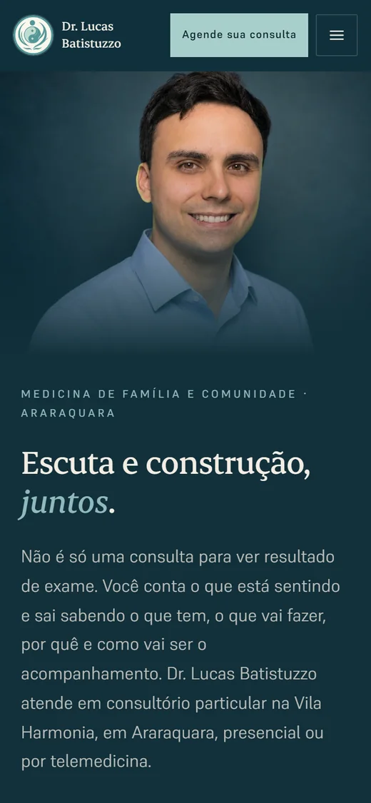 Site do Dr. Lucas Batistuzzo no celular