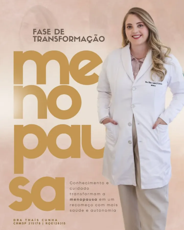 Arte de Instagram da Dra. Thaís Cunha sobre menopausa